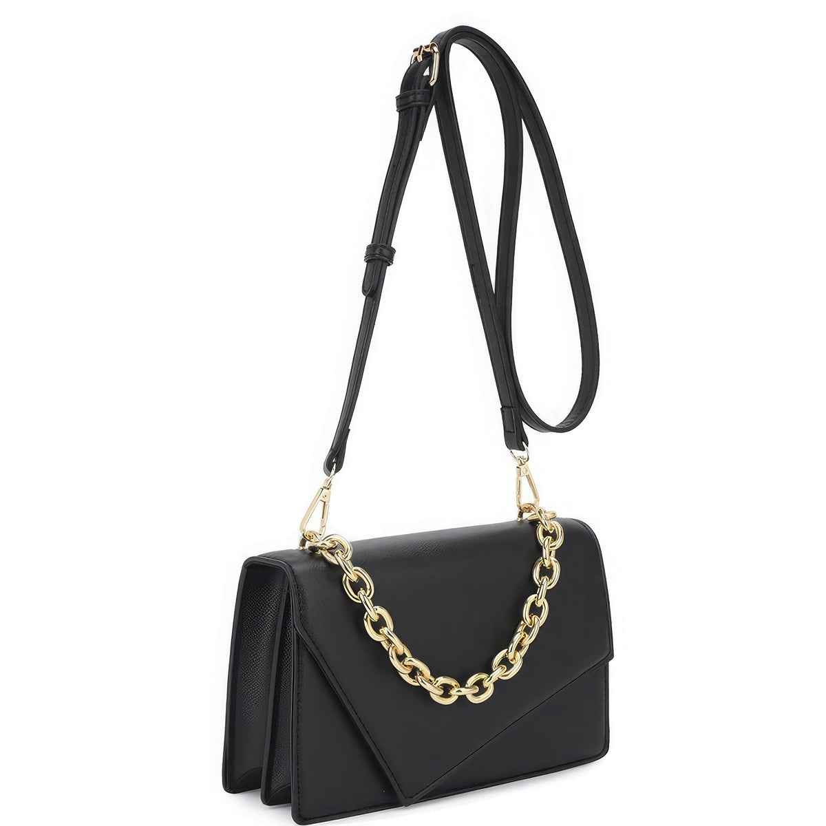 Smooth Plain Chain Link Crossbody Bag - StylishShop