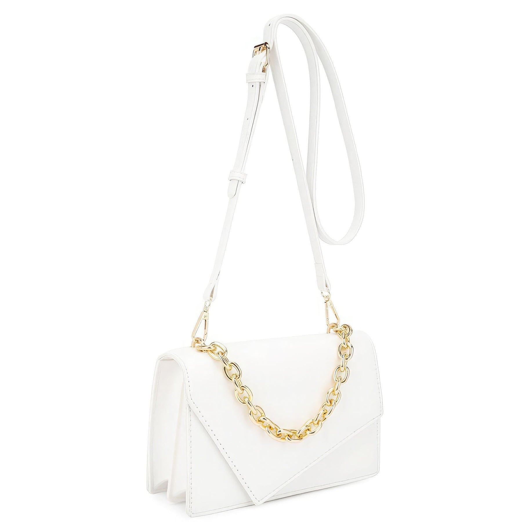 Smooth Plain Chain Link Crossbody Bag - StylishShop