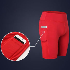 Stretchy Yoga Shorts with Convenient Phone Pocket - StylishShop