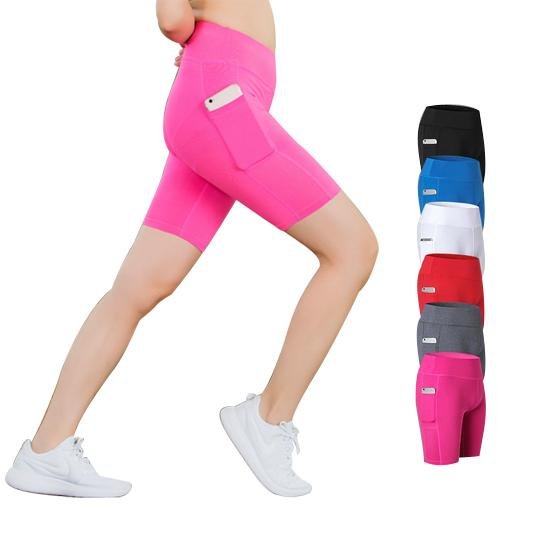 Stretchy Yoga Shorts with Convenient Phone Pocket - StylishShop